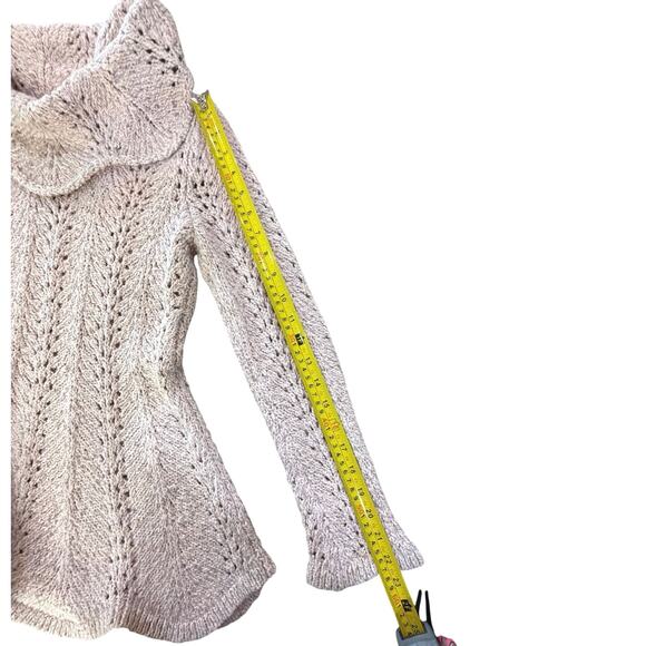 Anthropologie Yellow Bird Crochet Knit Cowl Neck Sweater Small BOHO Cottagecore - Picture 11 of 16